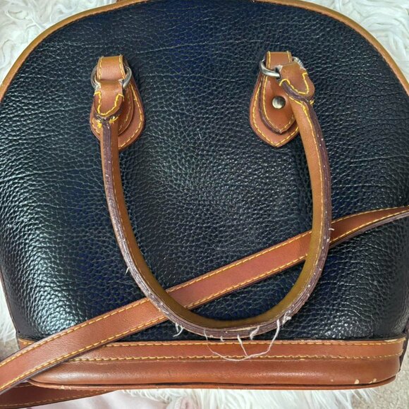 Vintage Dooney & Bourke Black & Tan Dome Satchel Crossbody - Picture 4 of 8